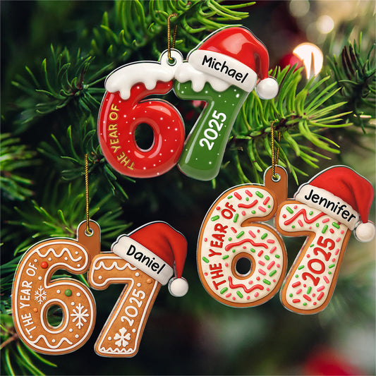 3D Effect Six Seven Funny Slang - Personalized Custom Shaped Acrylic Ornament