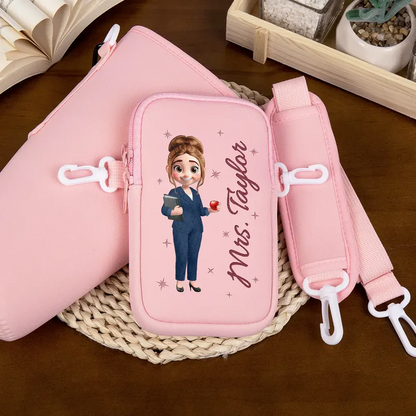 3D Effect Teacher Name - Personalized Bottle Carrier Bag