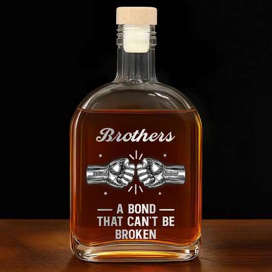 3D Metal Effect Brothers A Bond That Can't Be Broken - Personalized Whiskey Bottle