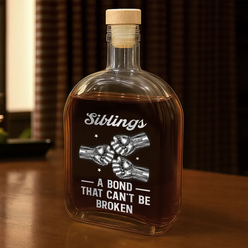 3D Metal Effect Brothers A Bond That Can't Be Broken - Personalized Whiskey Bottle