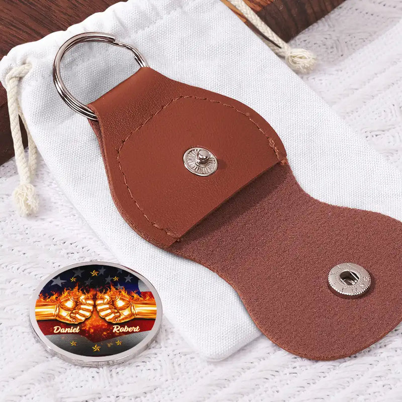 3D Metal Effect You Are My Brother My Friend - Personalized Leather Pocket Hug