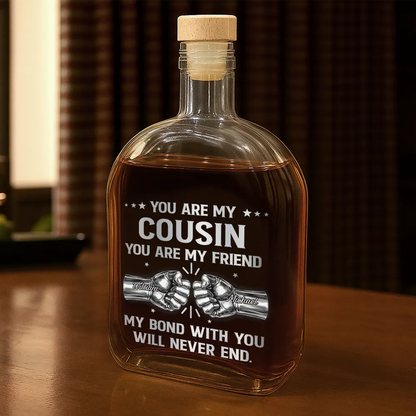 3D Metal Effect You Are My Brother My Friend - Personalized Whiskey Bottle
