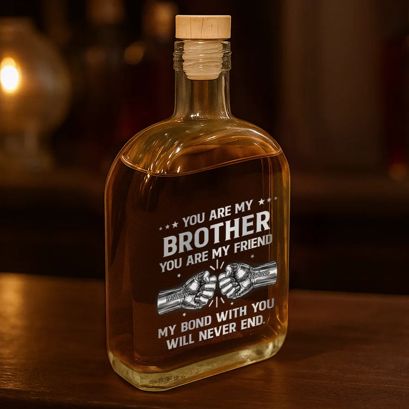 3D Metal Effect You Are My Brother My Friend - Personalized Whiskey Bottle