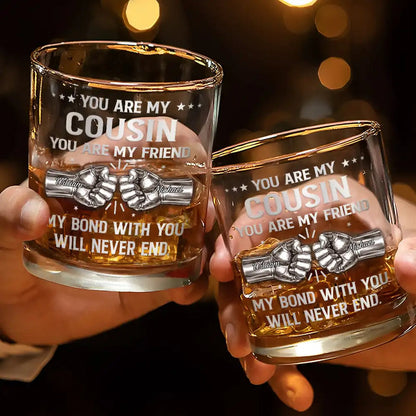 3D Metal Effect You Are My Brother My Friend - Personalized Whiskey Glass