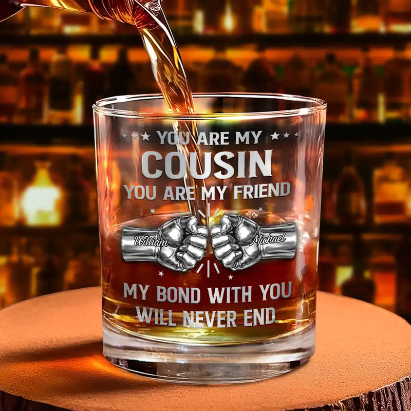 3D Metal Effect You Are My Brother My Friend - Personalized Whiskey Glass