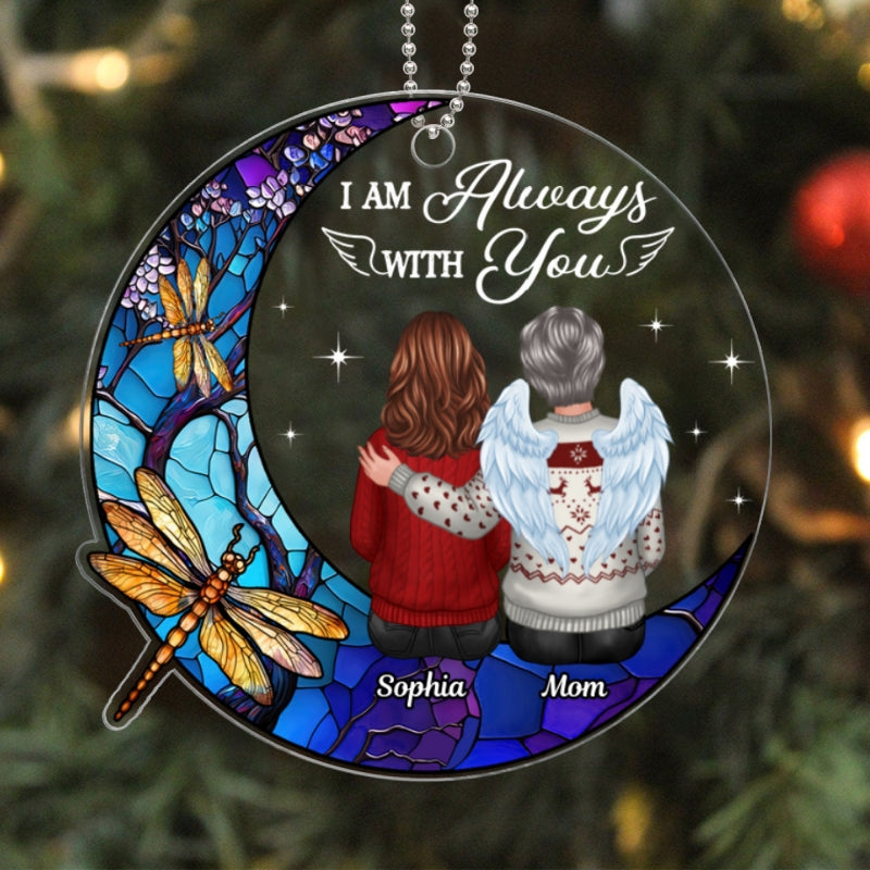 Stained Glass Moon Dragonflies Always With You Family Remembrance Memorial Keepsake Christmas Personalized Acrylic Ornament