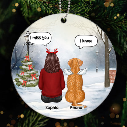 Dog Memorial Sitting On Bench Keepsake Sympathy Gift Personalized Acrylic Ornament