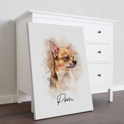 Watercolor Pet Portrait Using Photo Personalized Canvas Print, Gift For Pet Owners, New Pet Gift, Pet Memorial Gift