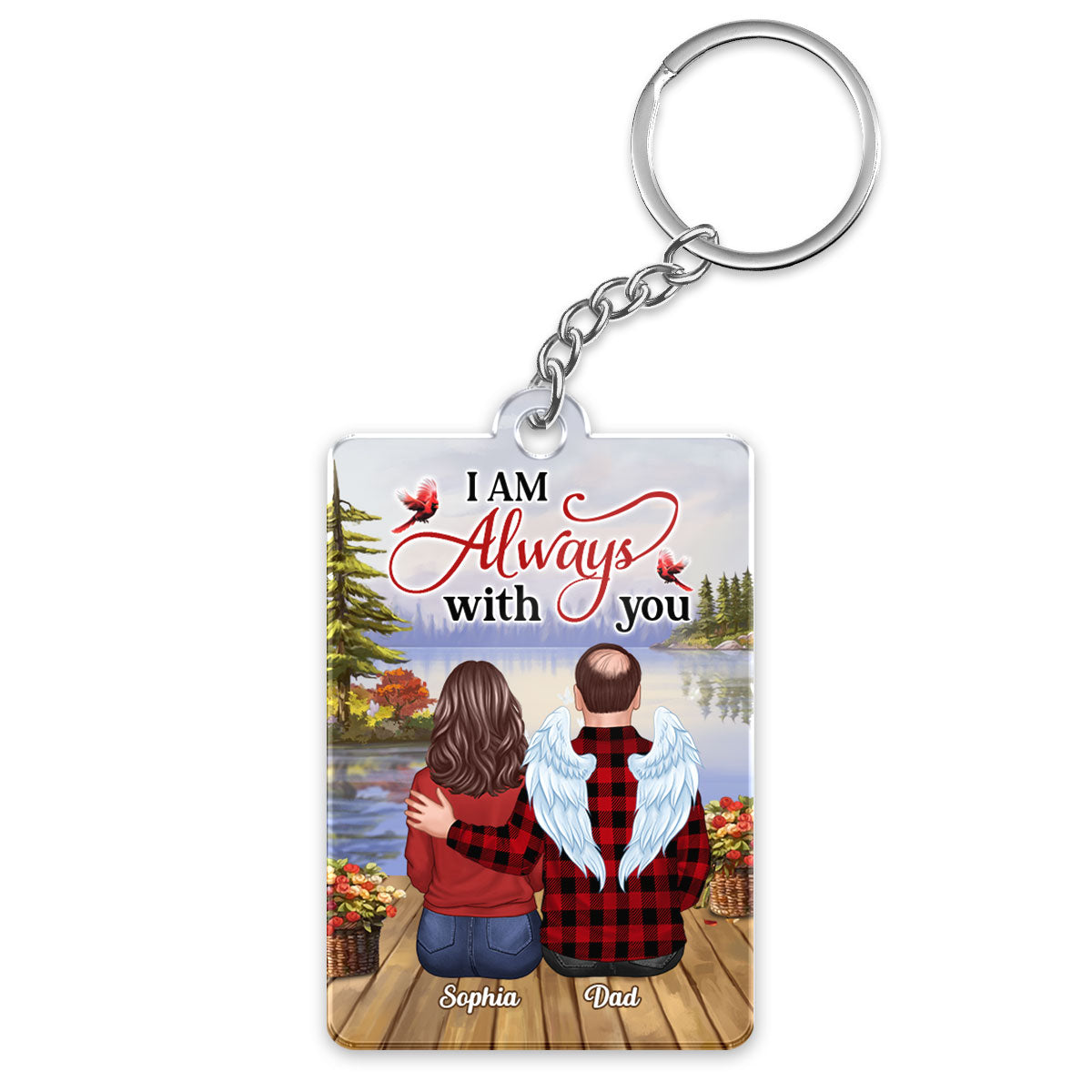 Lake Landscape Always With You Family Members Memorial Remembrance Gift Personalized Acrylic Keychain