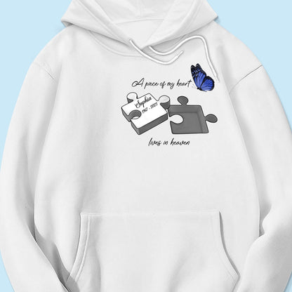 A Piece Of My Heart Lives In Heaven Memorial Gift Personalized Shirt