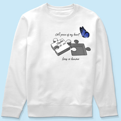 A Piece Of My Heart Lives In Heaven Memorial Gift Personalized Shirt