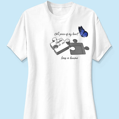 A Piece Of My Heart Lives In Heaven Memorial Gift Personalized Shirt