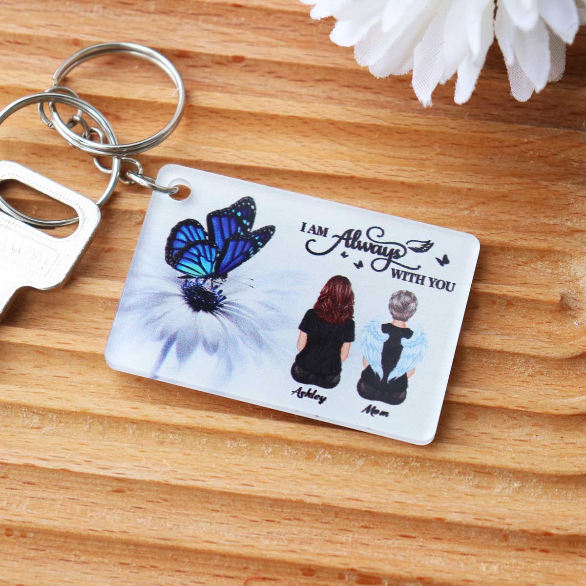 Butterfly I Am Always With You Memorial Sympathy Gift Remembrance Keepsake Personalized Acrylic Keychain