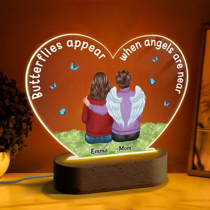 Family Sitting On Grass Memorial Remembrance Personalized Heart Acrylic Plaque LED Lamp Night Light