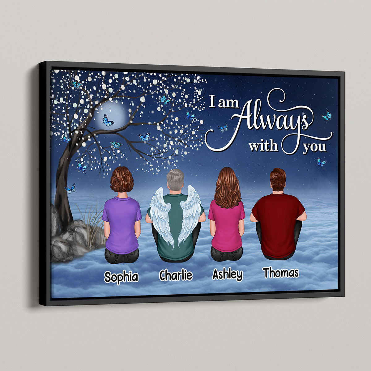 Blossom Tree Always With You Butterflies Whole Family Memorial Gift Remembrance Sympathy Keepsake Personalized Poster