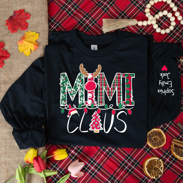 Personalized Mimi Claus Christmas With Grandkids Longsleeve