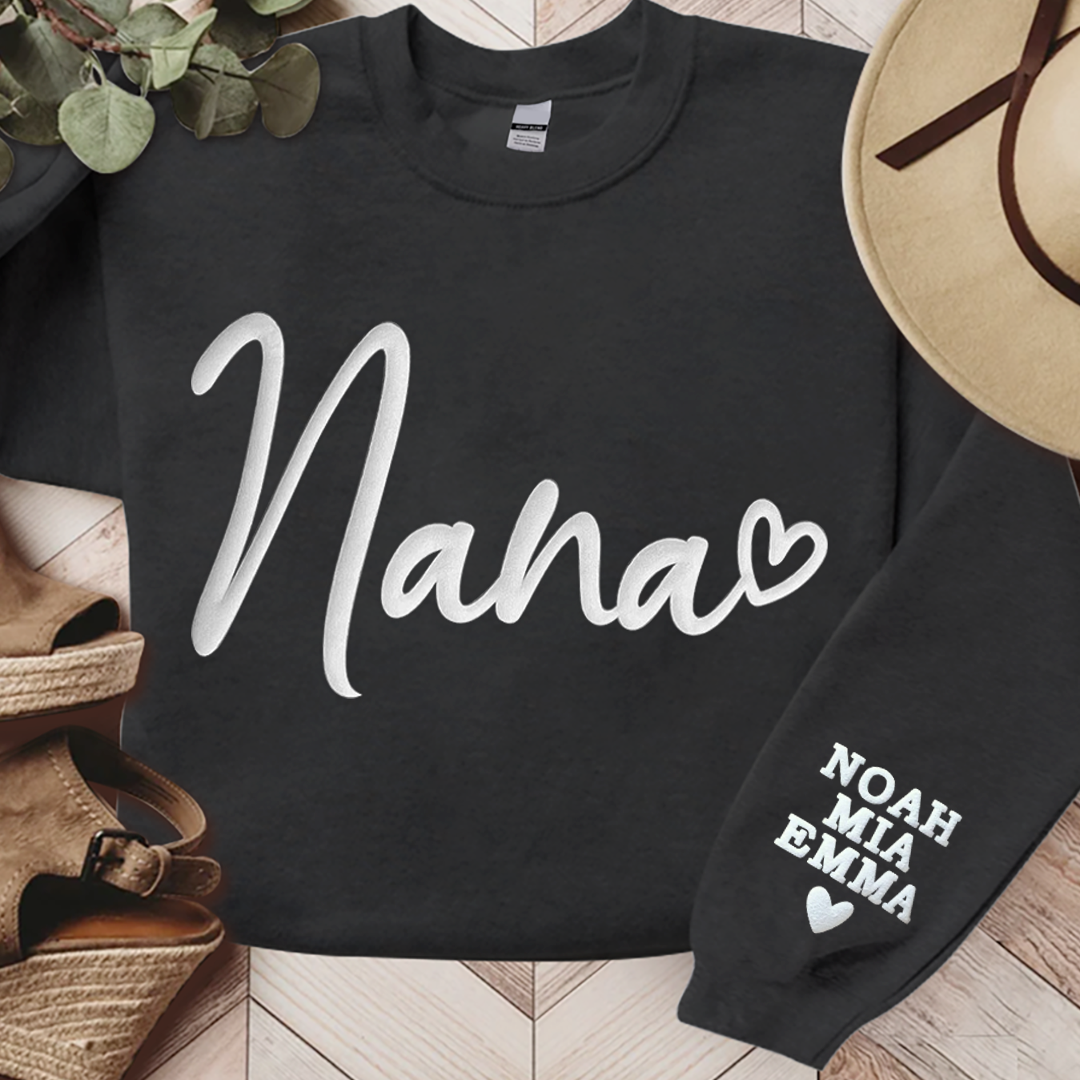 Personalized Nana Sweatshirt With Kid Names On Sleeve, Gift For Grandma TH Sweatshirt