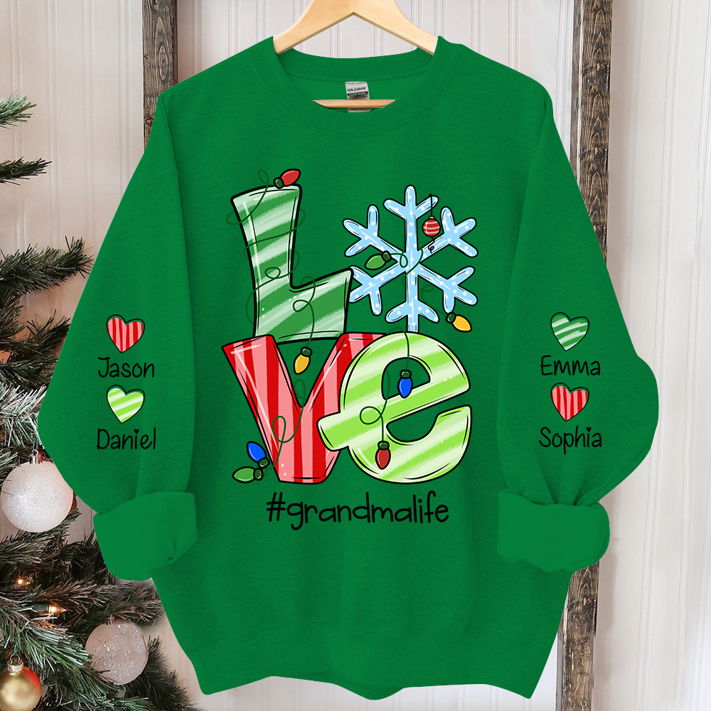 Christmas Love Grandma Life, Custom Grandma & Kids, Grandma Gift TH Sweatshirt