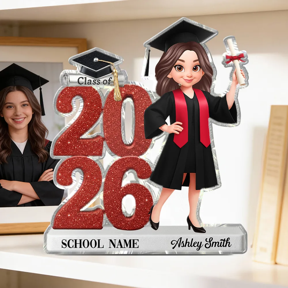 Class Of 2026 2027 Senior 2D Flat - Personalized Acrylic Block Plaque - Graduation Gift For Graduates, Daughter