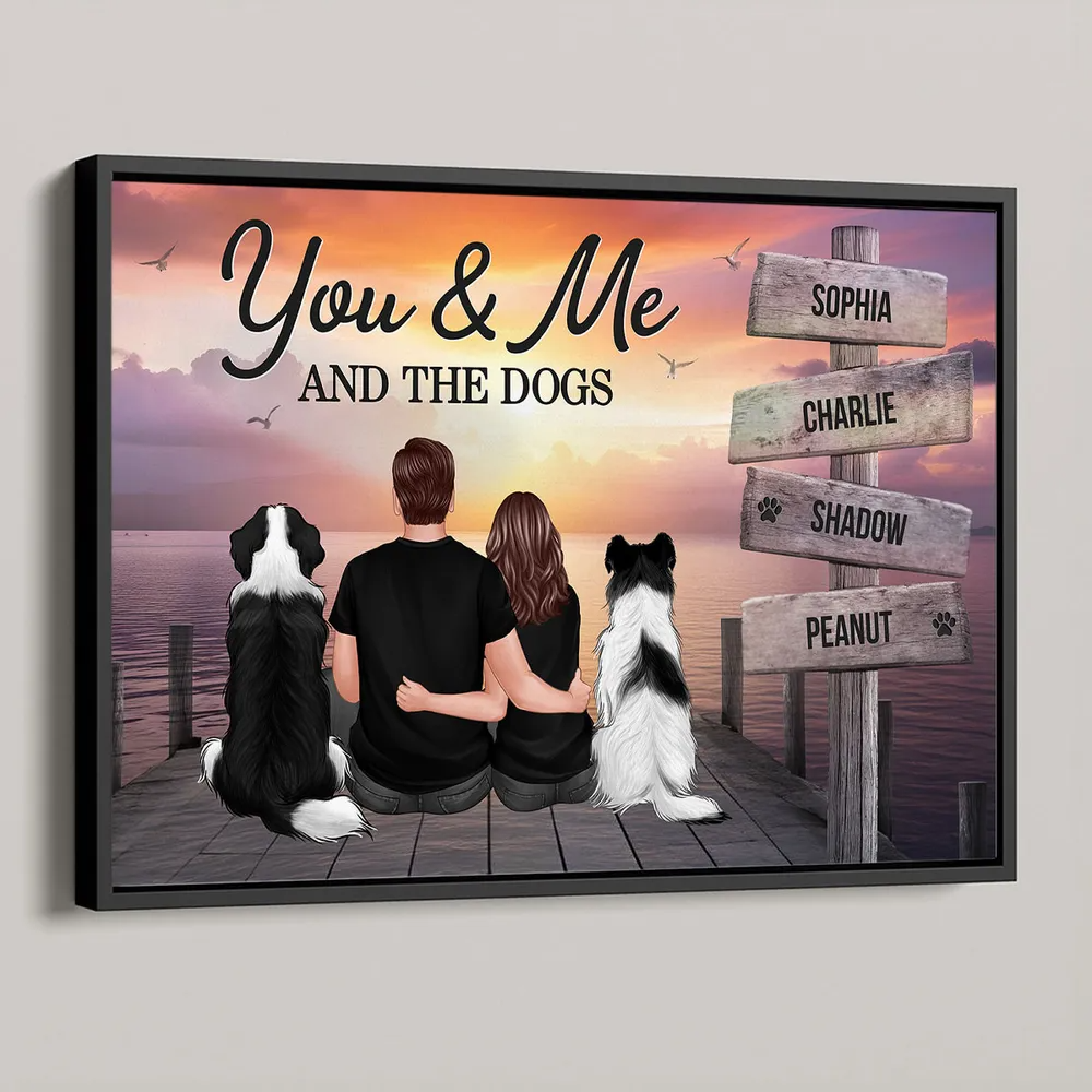 Couple You Me And The Dogs Cats Sign Posts Personalized Poster, Home Decoration, Gift For Couple, Dog Lovers, Cat Lovers, Pet Lovers