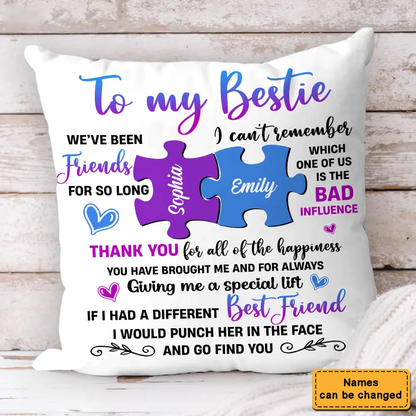 Personalized Birthday Christmas Gift For Friends Puzzle Custom Name Thank You For All Of The Happiness Pillow