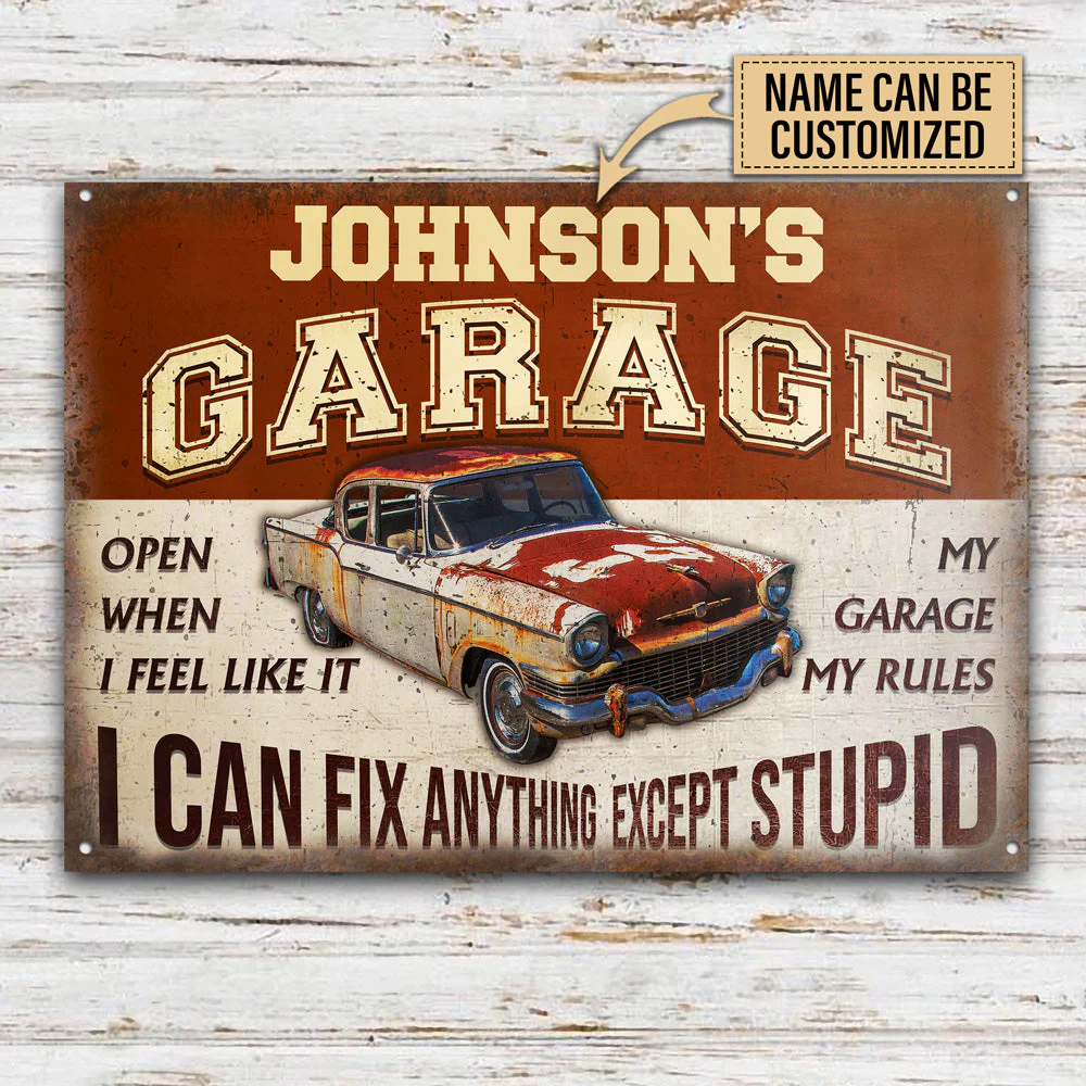 Garage Sign - Auto Mechanic Garage I Can Fix Anything Customized Classic Metal Signs