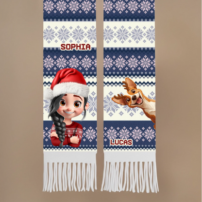 Custom Wool Scarf With Tassel - Personalized Christmas Birthday Gifts For Dog Lovers, Dog Dad And Mom - Fur Mama