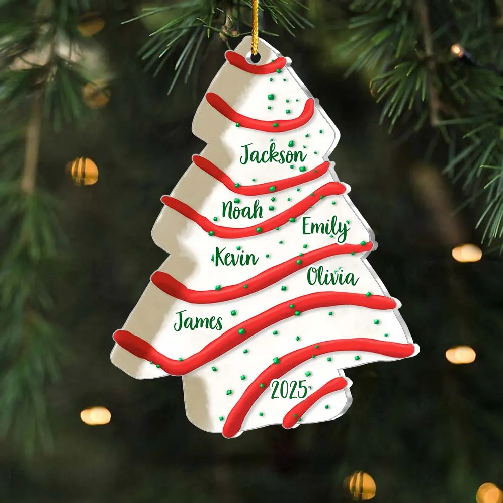 Personalized Merry Christmas To My Family - Family Tree Cake Ornament