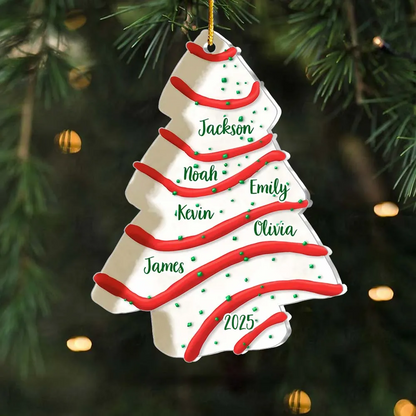 Personalized Merry Christmas To My Family - Family Tree Cake Ornament