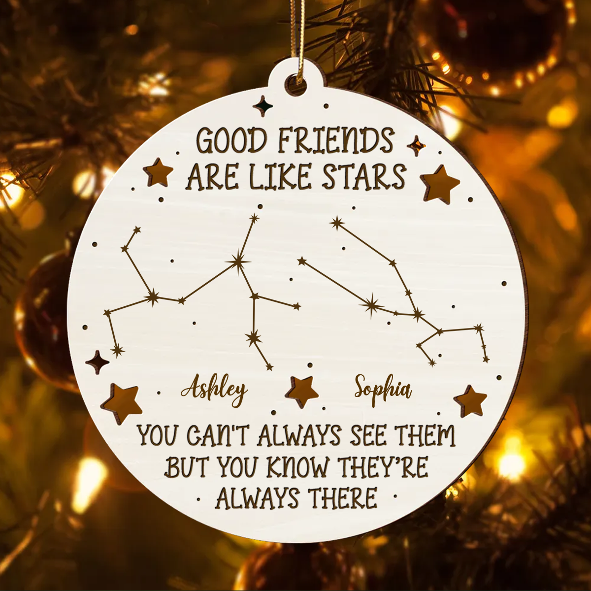 Friends Are Like Stars Zodiac Sign Personalized Wooden Ornament