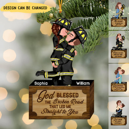 Personalized Couple Portrait, Firefighter, Nurse, Police Officer, Teacher Ornament Gifts by Occupation