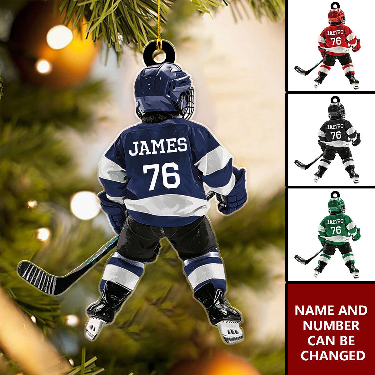 Personalized Kid Hockey Player Christmas Ornament, Gift For Hockey Lover