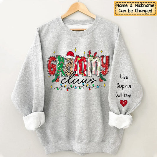 Grandma's Love Fills Christmas With Joy - Family Personalized Unisex Sweatshirt With Design On Sleeve