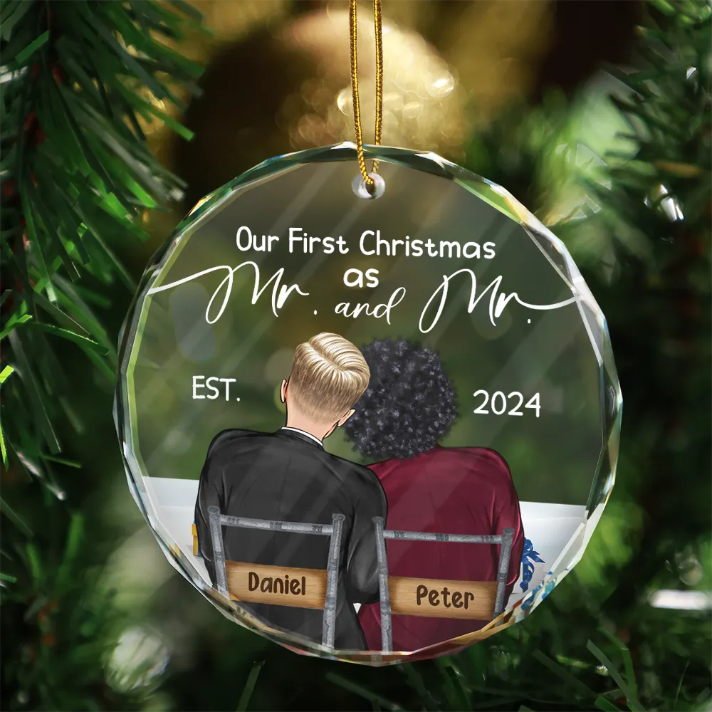 Our First Christmas Married Couples - Personalized Circle Ornament