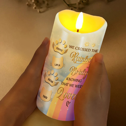 I Crossed The Rainbow Bridge Memorial Pet - Personalized Flameless LED Candle