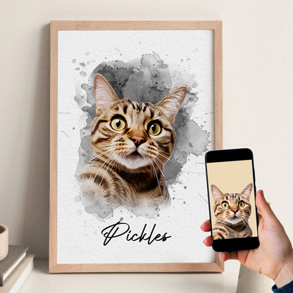 Personalized Watercolor Pet From Photo - Personalized Customized Canvas - New Pet Gift, Pet Memorial Gift