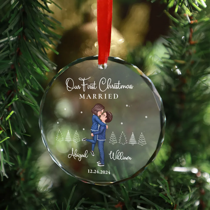 Our First Christmas Engaged Married, Newly Engaged Married Couple Personalized Ornament