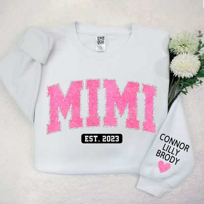 Mimi Pink Glitter Sweatshirt, Custom Mimi And Kids, Grandma Gift TH Sweatshirt