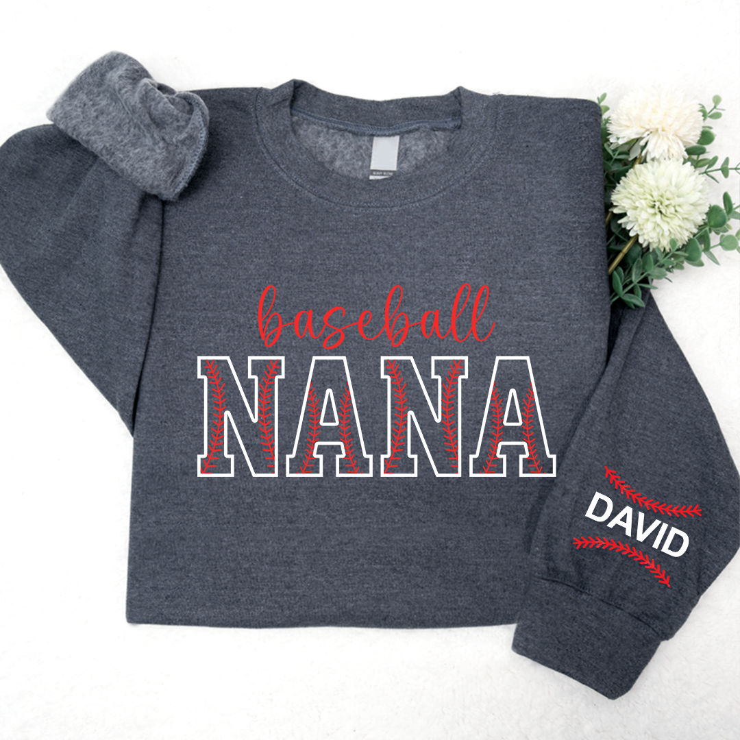 Nana Baseball Sweatshirt, Custom Nana With Kids, Grandma Gift TH Sweatshirt