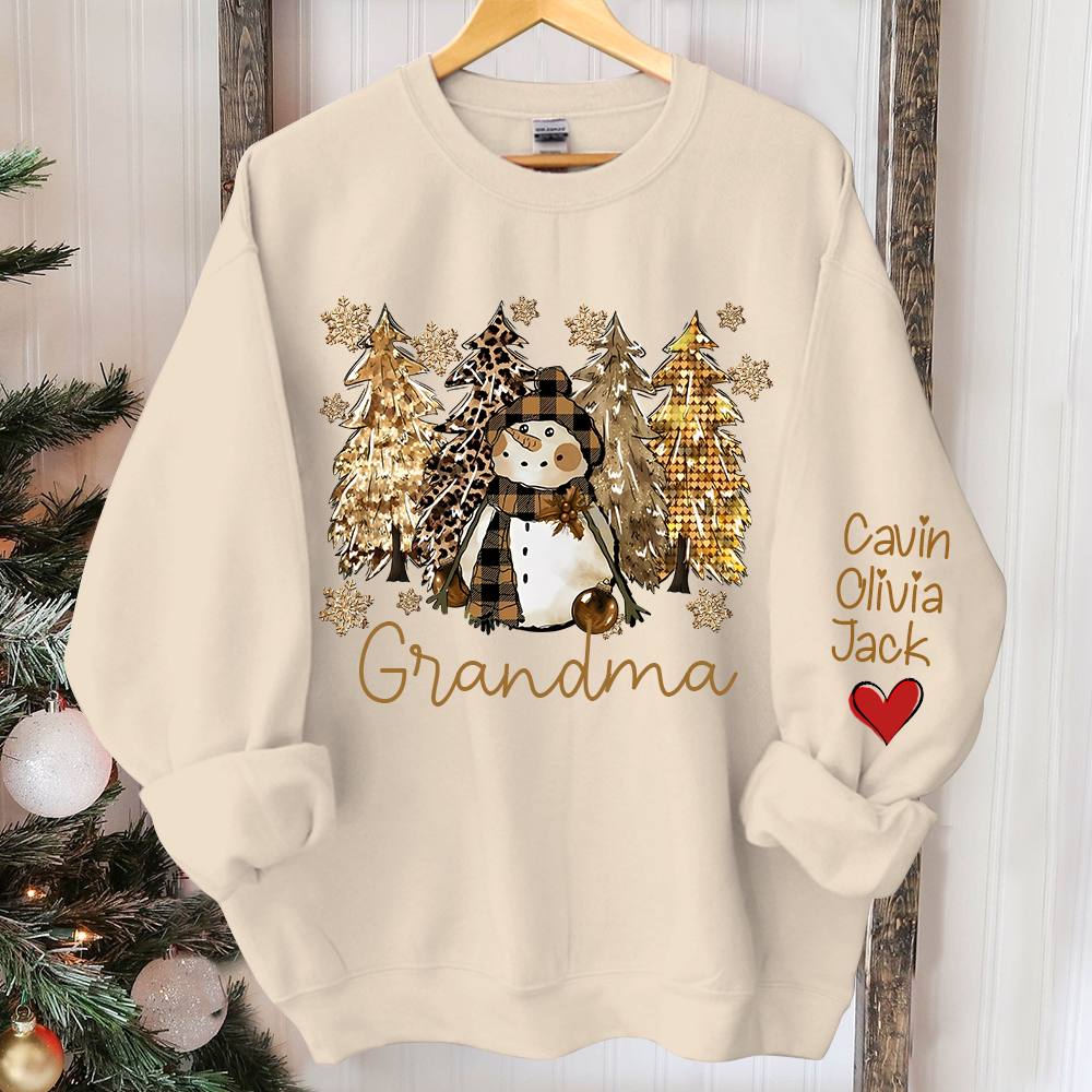 Custom Grandma Christmas Tree With Grandkids Sweatshirt