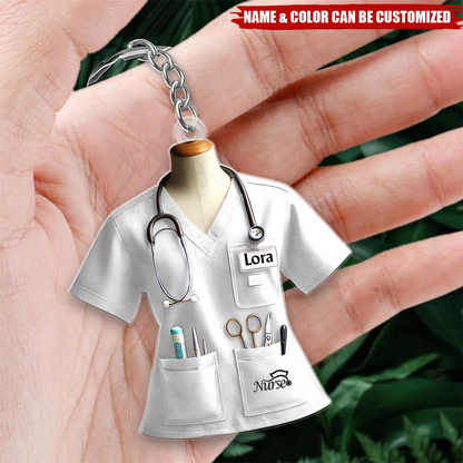 Nurse Uniform Custom Name Personalized Keychain