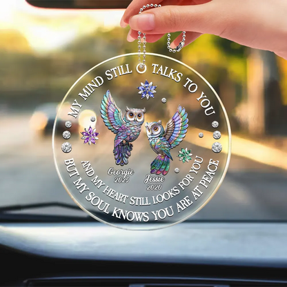 Memorial My Soul Knows You Are At Peace Printed Gemstone Art - Personalized Acrylic Car Hanger
