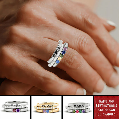 For Grandma - Custom With Grandkids' Birthstones Grandma's Ring