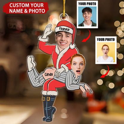 Custom Photo Funny Santa Couple Personalized Christmas Ornament