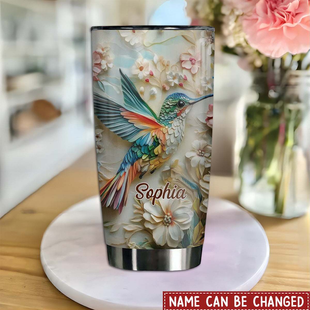 Wings Of Bloom Personalized Name Hummingbird 20oz Tumbler