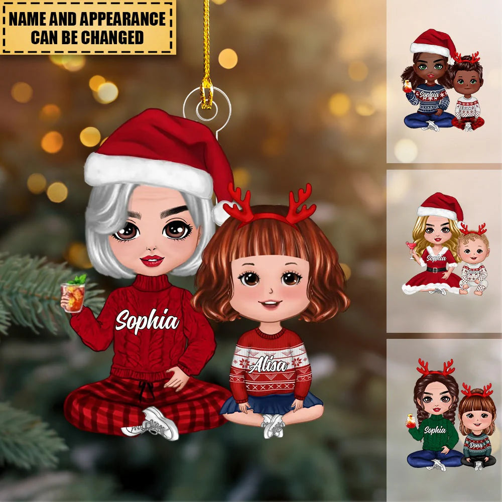 Doll Grandma & Grandkid Christmas Gift Personalized Christmas Ornament