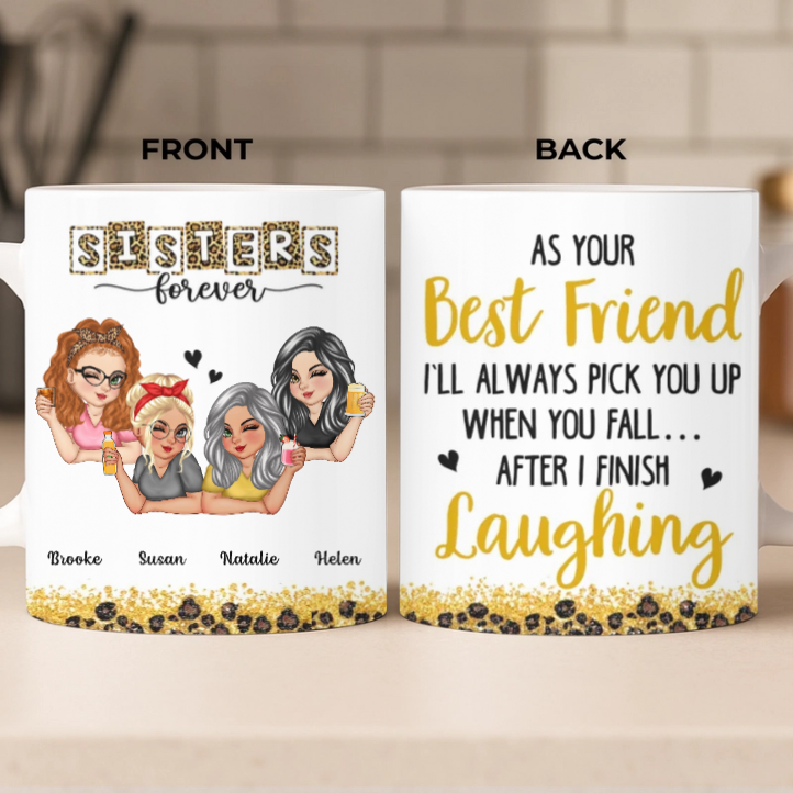 Custom Mug - Personalized Best Friend Birthday Gifts For Women, Besties, Sisters, BFF - Besties Make Every Day Brighter