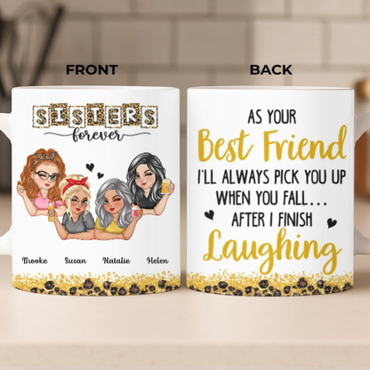 Custom Mug - Personalized Best Friend Birthday Gifts For Women, Besties, Sisters, BFF - Besties Make Every Day Brighter