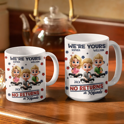 No Returns Or Refunds Parents - 3D Inflated Effect Printed Mug, Personalized White Edge-to-Edge Mug