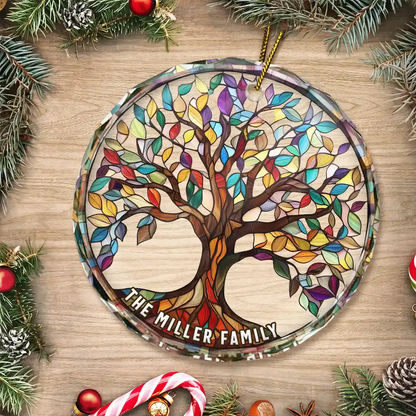 Family Tree Of Life - Personalized Circle Acrylic Ornament